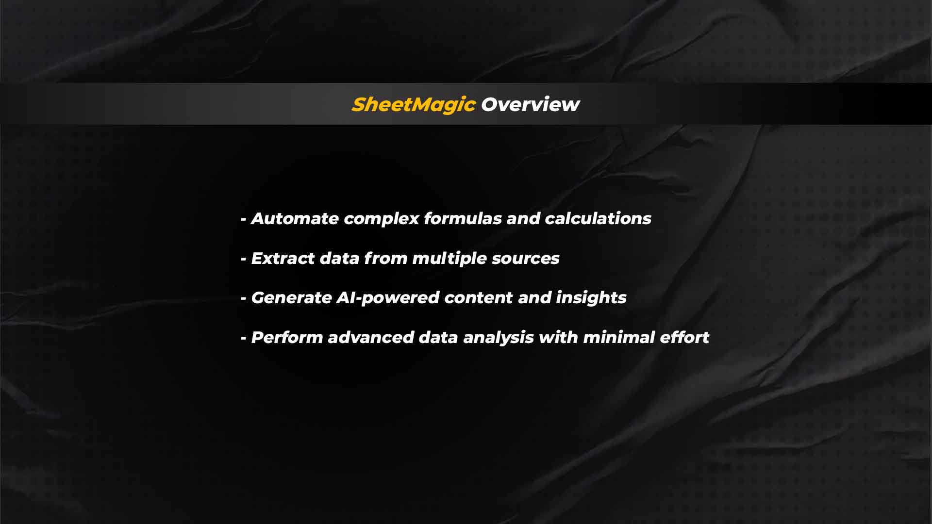 SheetMagic Overview 